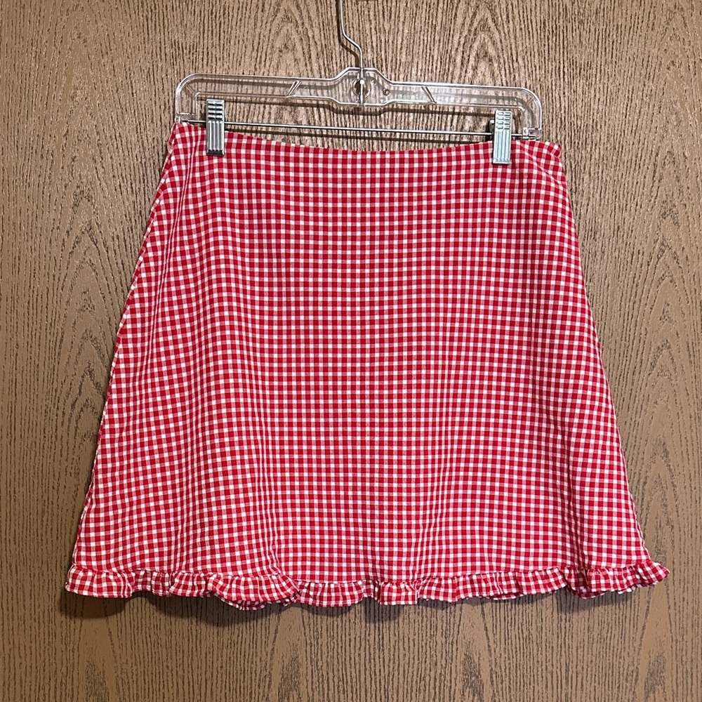 Sienna Sky Red Gingham A-Line Mini Skirt - Picture 2 of 8